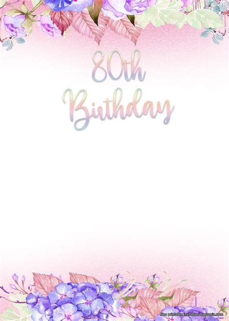 FREE Printable 80th Birthday Invitation Templates | 80th birthday