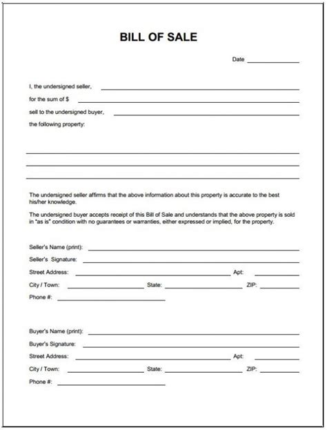 Bill Of Sale For Car In Ga Template Business