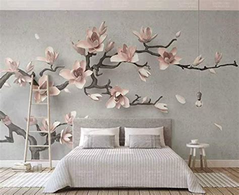 3d Embossed Floral Wallpaper Magnolia Blossom Wall Art