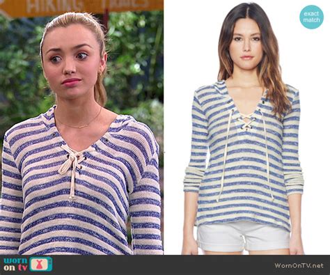 Wornontv Emmas Striped Lace Up Hoodie On Bunkd Peyton List Clothes And Wardrobe From Tv