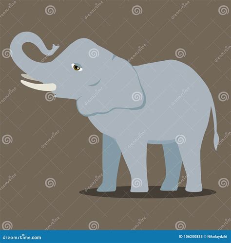 Vector Cartoon Elephant Large Concave Back Mammal Asian Elephant