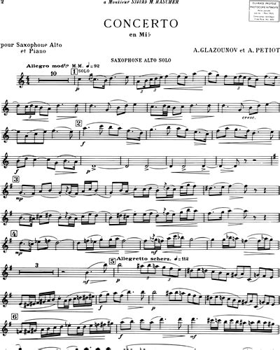 saxophone concerto in eb [solo] alto saxophone sheet music by alexander glazunov nkoda free