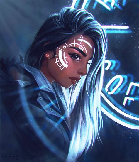 Wallpaper Women Dyed Hair Long Hair Profile Juicy Lips Neon Cyberpunk Portrait Drawing