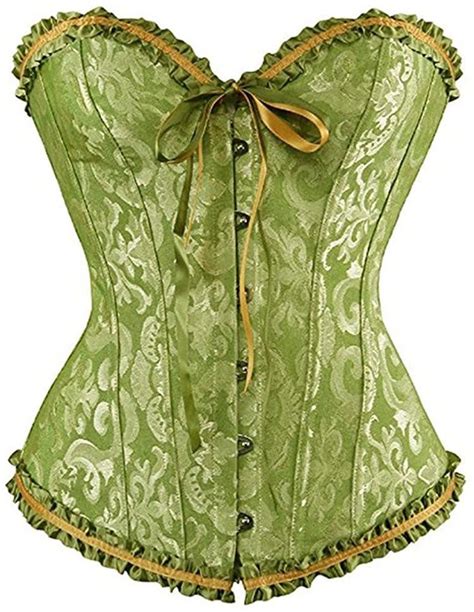 Vintage Green And Gold Lace Up Corset French Style Pinterest Etsy