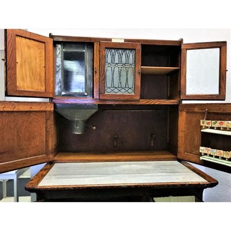 We strive for perfection and we can promise complete customer satisfaction with each cabinet door. Antique Oak Hoosier Cabinet With Original Makers Tag ...