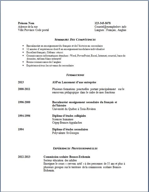 Resume Format Cv Enseignant D'anglais