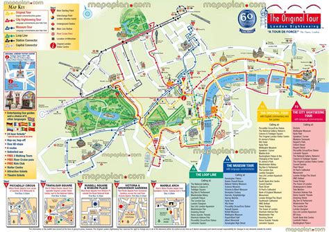 London Top Tourist Attractions Map Hop On Hop Off Bus Map Of London