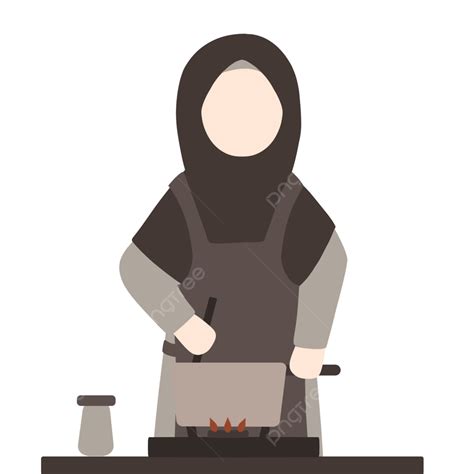 รูปภาพประกอบแม่มุสลิมทำอาหาร Png แม่ครัว แม่ทำอาหารในครัว คุณแม่กวนอาหารภาพ Png และ Psd