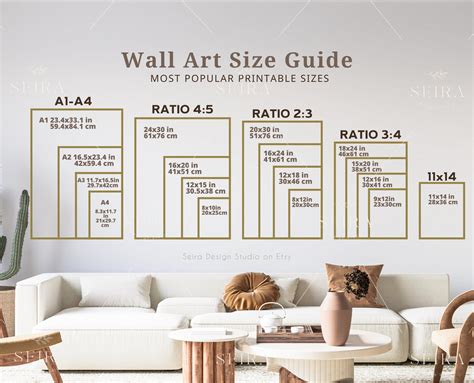 Wall Art Size Guide Print Size Guide Wall Display Guide Poster Size Chart 2x3 3x4 4x5 5x7