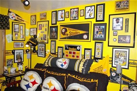 The pittsburgh steelers throws and blankets are great for warmth on a cold day watching football. Pittsburgh Steelers man cave | Steelers bedroom, Cool rooms