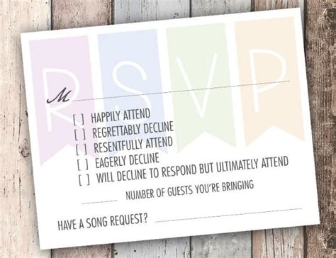 This Funny Rsvp Card Has An Answer For Every Smart Ass On Your Guest