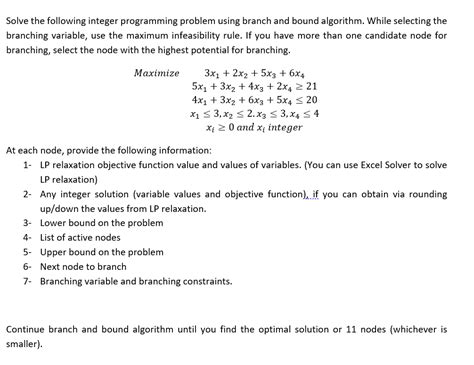 Solved Solve The Following Integer Programming Problem Using