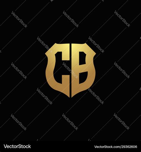 Cb Logo Monogram With Gold Colors And Shield Vector Image