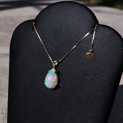 Genuine Pear Opal Necklace Custom Made Necklace 14k Gold Etsy