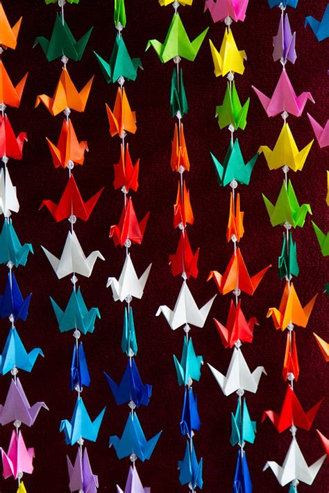 1000 Origami Cranes Vibrant Multi Colored Hanging Wall Etsy Australia