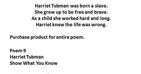 Harriet tubman Poems