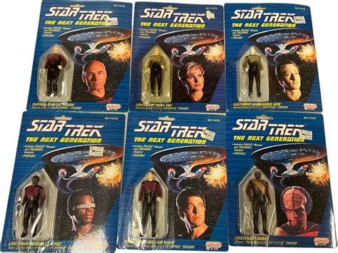 Lot 6 Star Trek The Next Generation Poseable Action Figures By