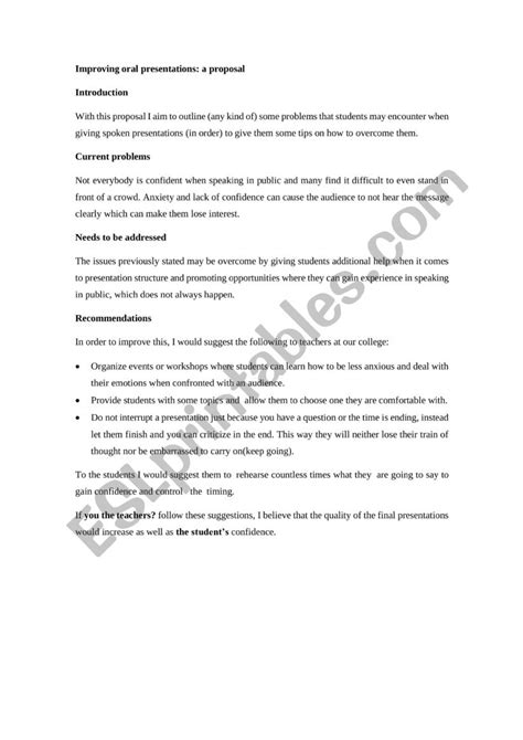 Oral Presentation Esl Worksheet By Csafaria