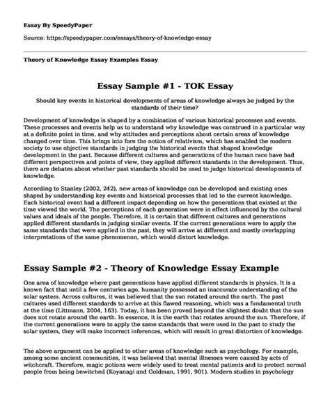 📌 Theory Of Knowledge Essay Examples