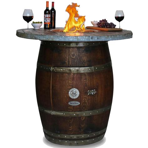 Grand 42 Inch Wine Barrel Fire Pit Table By Vin De Flame Bar Height