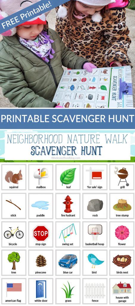 Neighborhood Nature Walk Scavenger Hunt Printable Kids Activity For