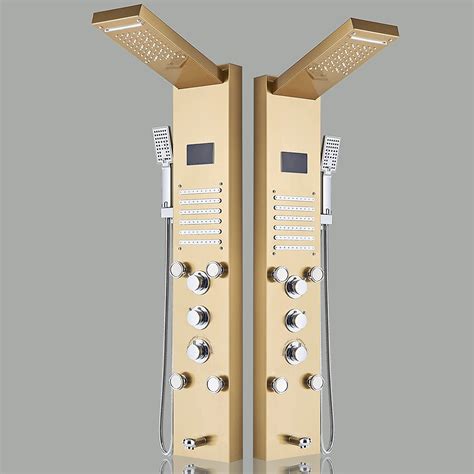 Zovajonia LED Shower Panel Tower System 6 Functions Stainless Steel