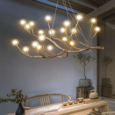 Wooden Tree Branch Decorative Lustre Pendant Home Chandelier Lighting
