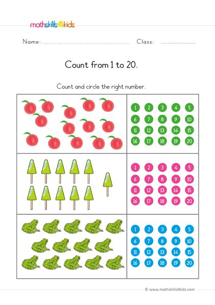 Kindergarten Math Worksheets Numbers 1 20 Free Printable Number