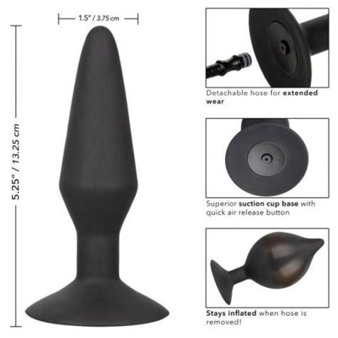 large silicone inflatable plug with removeable hose black sex toys at adult empire