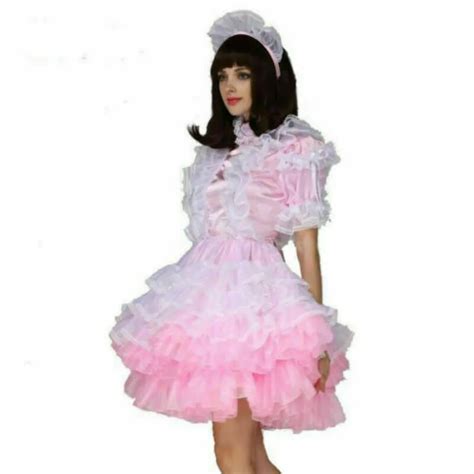 Sissy Maid Lockable Organza Light Pink Puffy Dress Tailor Made Costume250g From Acosem 5772
