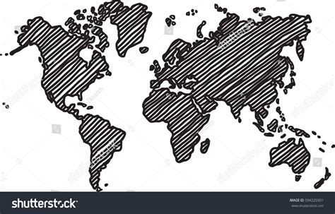 Freehand World Map Sketch On White Stock Vector 594220301 Shutterstock