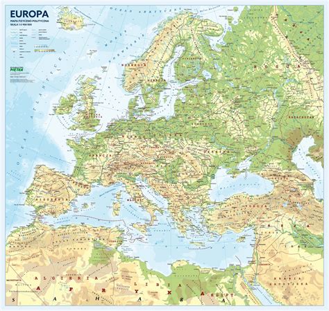 Mapa Ścienna Europy Fizyczno Polityczna 15 900 000