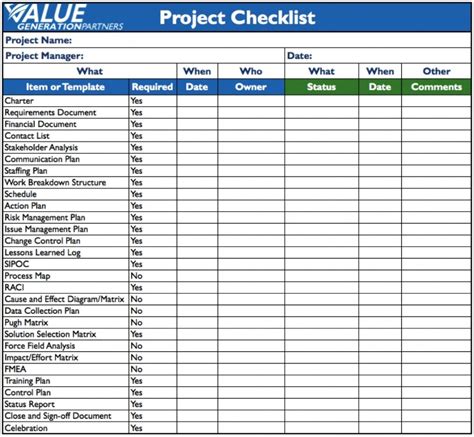 Checklist Project Template