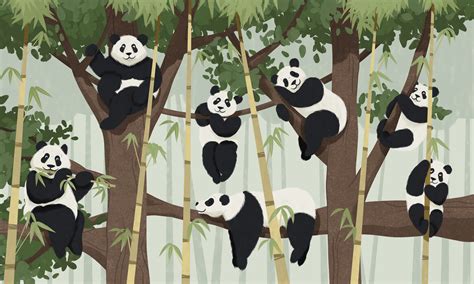 Panda Trees Remarkable Wall Mural Photowall