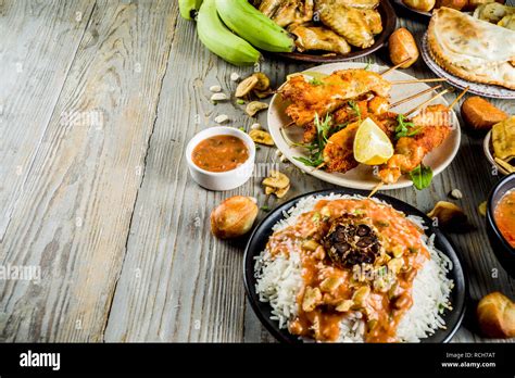 West African Food Concept Traditional Wset African Dishes Assortment