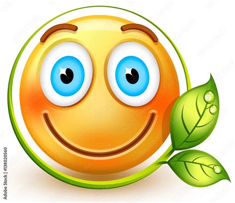 Happy Eco Friendly Emoticon Or 3d Smiley Emoji Which Shows Respect For