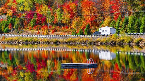 Colorful Autumn Trees Forest Reflection On Calm Lake Hd Nature