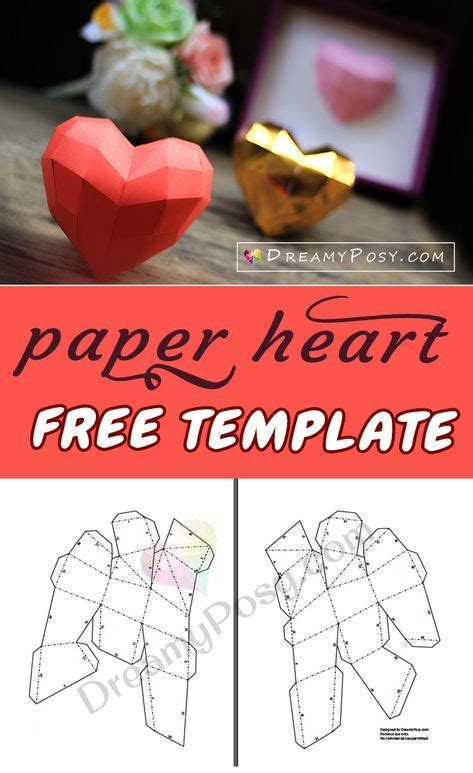 3d Paper Heart Printable Template Paper Kawaii Shop 3d Paper Heart
