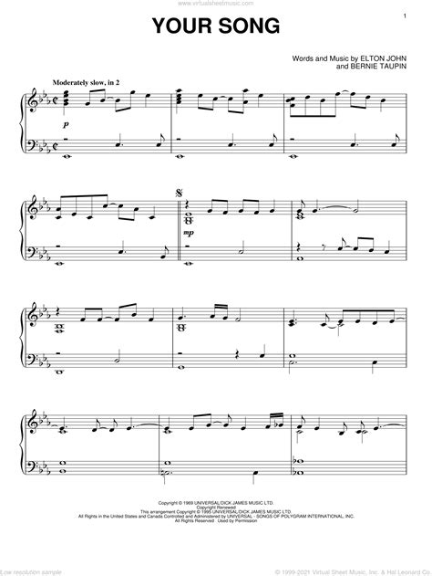 Сайт сделан в студии свитер. John - Your Song, (intermediate) sheet music for piano solo