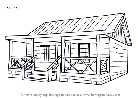 Cabin Drawing Step By Step Implied Form Three Dimensional Drawing By