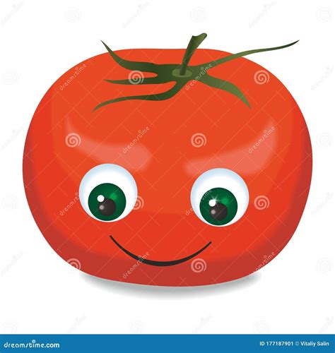 Tomato Cute Vegetable Tomato Cartoon Character Funny Positive And
