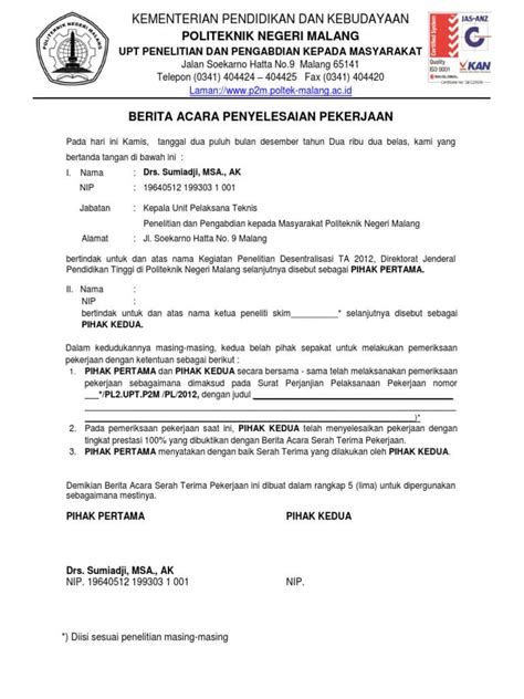 Contoh Surat Resmi Berita Acara Untuk Berbagai Keperluan