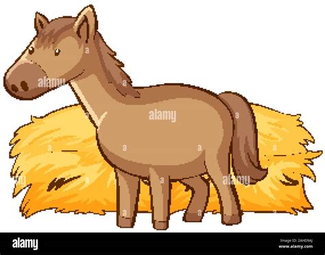 Horse And Hay On White Background Illustration Stock Vector Image And Art