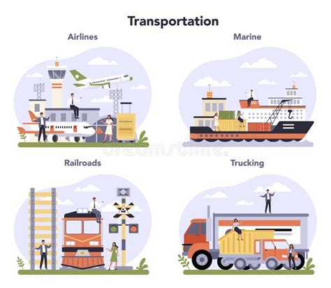 Transportation Sector Of The Economy Set Airlines Marine Railroads