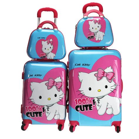 Girls Hello Kitty Luggage Sets Women Travel Suitcase Universal Wheels