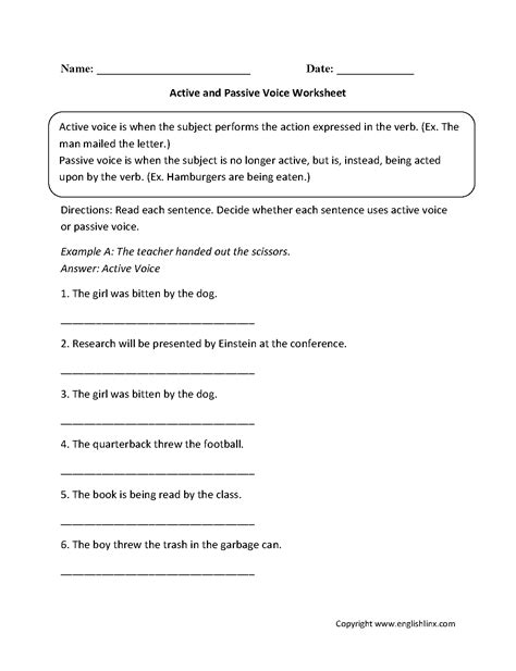 Englishlinx Com Active And Passive Voice Worksheets