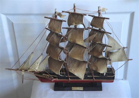Wood Sailing Ship Model Cutty Sark Vintage 3 Masted Rustic And Old