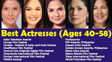 Award Winning ♥ 26 Filipina Best Actresses ♥ Ages 40 58 Youtube