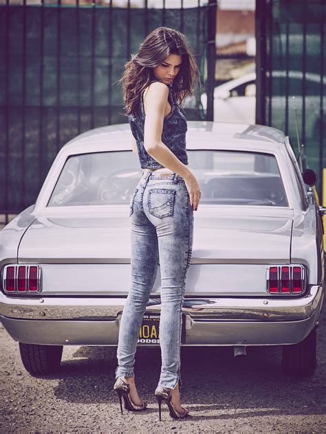 Wallpaper Kendall Jenner Women Brunette Model Standing Long Hair Vehicle Heels Jeans