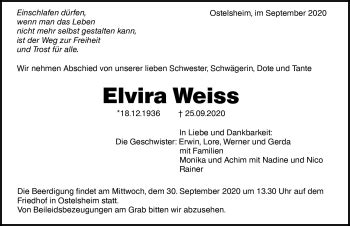 Traueranzeigen von Elvira Weiss Schwarzwälder Bote Trauer